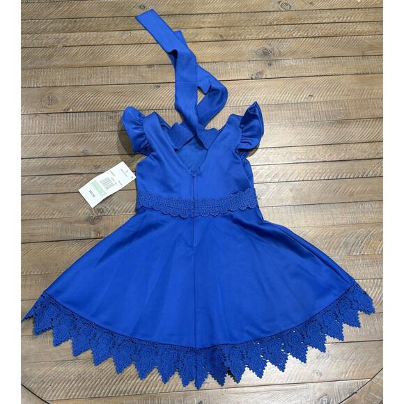 Rare Editions Big Girl's Size 8 - Flutter Sleeve - Royal - Crochet Skater Dress - Picture 5 of 11